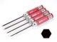 Red Knurling Hexagon Wrench Set (1.5mm, 2.0mm, 2.5mm, 3.0mm)