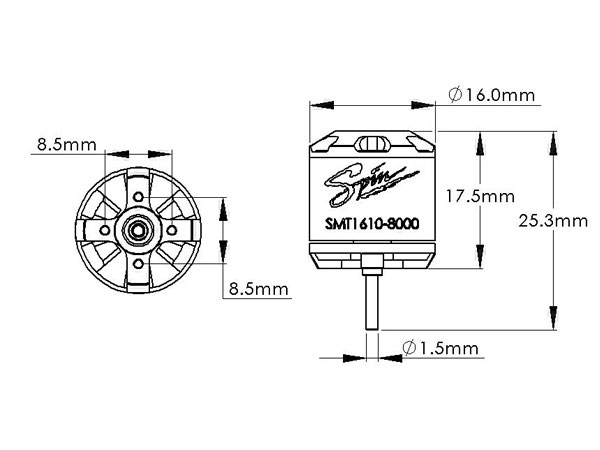 Spin Brushless Out-Run Motor 8000kv (16D x 10H mm) -B130X - Click Image to Close