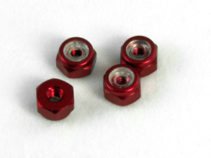 2mm Aluminum Lock Nuts 4 pcs (Red) - Click Image to Close