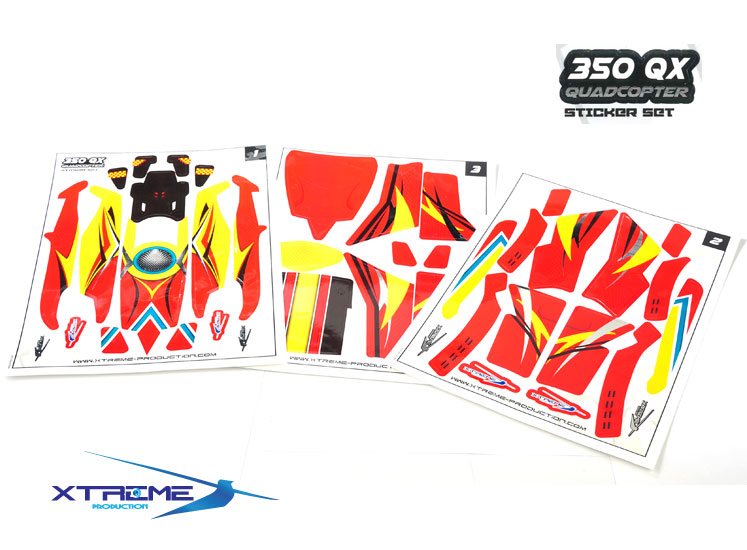 Pre-Cut Body Sticker Set (Red)-Blade 350QX - Click Image to Close