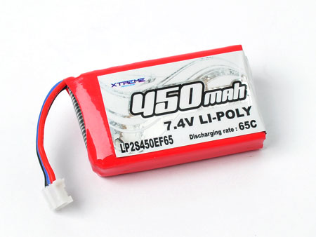 Li-po Battery 7.4v, 450 mAh 65C (Blade 130X) - Click Image to Close