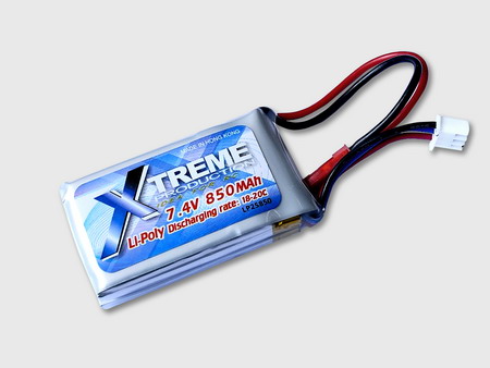 Xtreme Li-Po 7.4v 850mah, 18C-20C High current rate - Click Image to Close