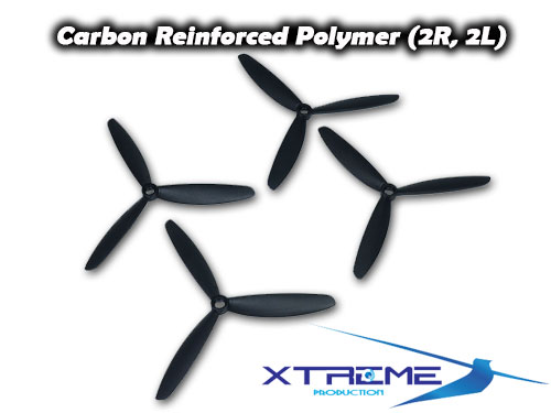 Carbon Reinforced Polymer 3-Blade Propeller (5x4.5, 2R, 2L) - Click Image to Close