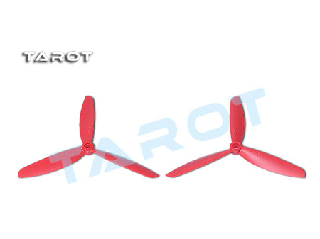 Tarot 5x4.5 + 5x4.5R Three Blade Propeller (ABS) CW&CCW / red - Click Image to Close