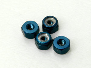 2mm Aluminum Lock Nuts 4 pcs (Blue)