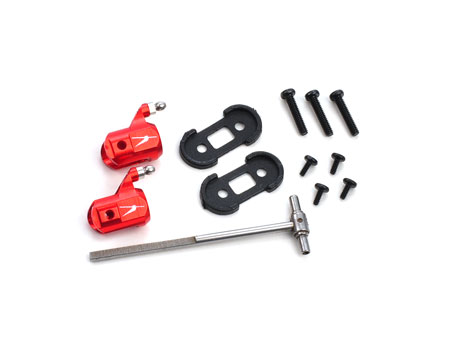 Alu.Tail Blade Grip Set w/ Angular contact Bearing (Red) B130X