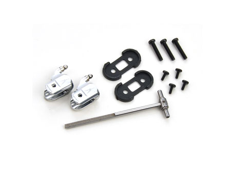 Alu.Tail Blade Grip Set w/ Angular contact Bearing (Silver) 130X