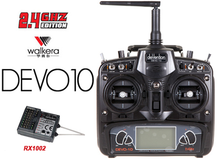 Walkera DEVO-10 2.4Ghz 10CH Transmitter W/RX1002 (free Shipping)